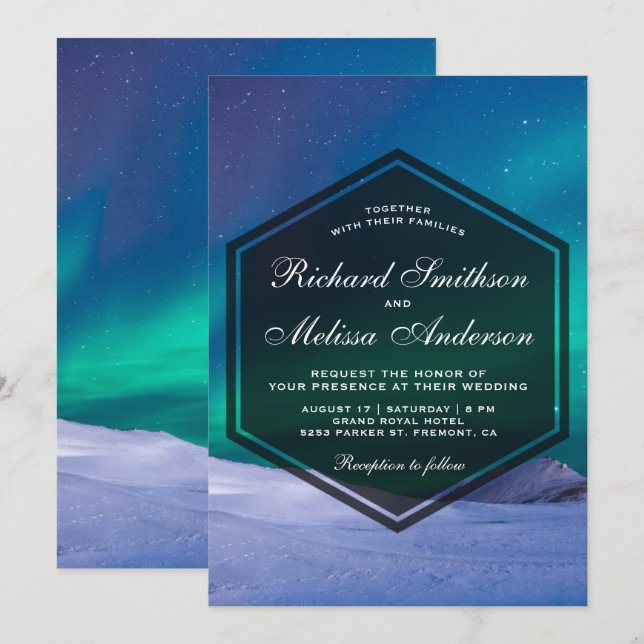Den arktiska isaurorapolar tänder bröllopinbjudan inbjudningar (Fram/baksida)