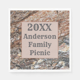 Den årliga återföreningsfamiljen Rustic Träd Bark Pappersservett