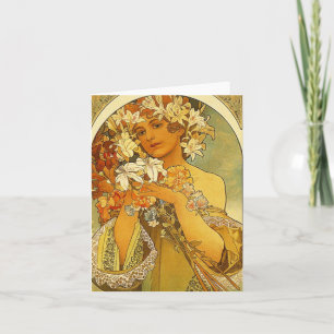 Den art nouveauAlphonse Mucha blomman noterar Kort
