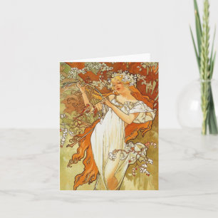 Den art nouveauAlphonse Mucha våren noterar kortet Kort