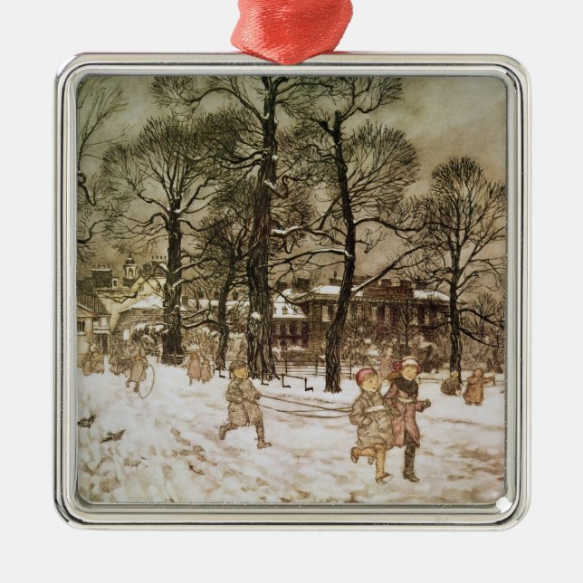 Den Arthur Rackham | vintern i Kensington arbeta i Julgransprydnad Metall (Framsidan)