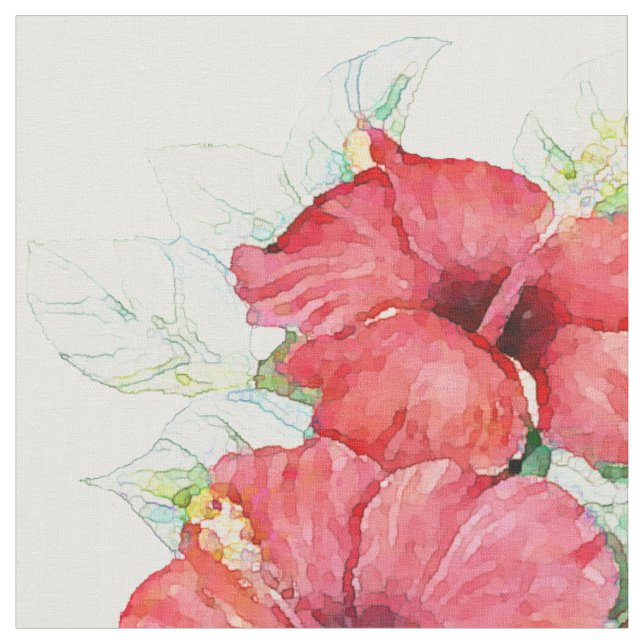 Den Artsy hibiskusen blommar tropisk blommigt Tyg (Närbild)