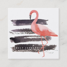 Den Artsy vattenfärgen som den rosa flamingoen Fyrkantigt Visitkort