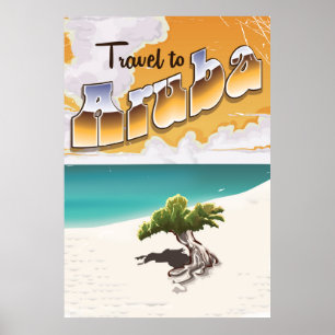 Den Aruba vintagestranden reser trycket Poster