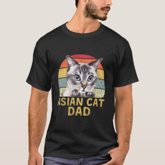 Den asiatiska Cat Pappa Retro Vintage Cats Älskare T Shirt