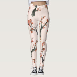 Den asiatiska vattenfärgen Blommigt Cherry Träd Mö Leggings
