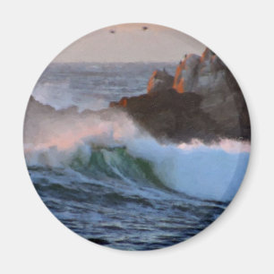 Den Asilomar stranden vinkar stora Sur målade Magnet