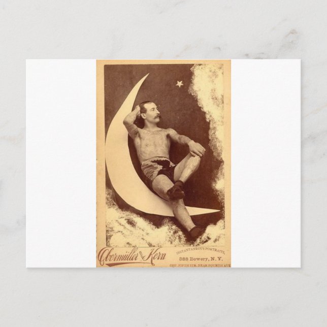 Den åsna mannen i Måne Vykort (Framsida)