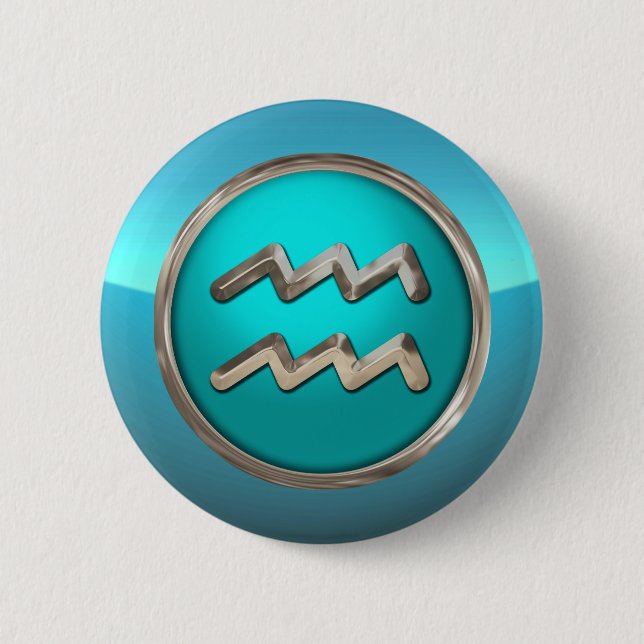 Den astrologiska aquariusen undertecknar knapp (Framsida)