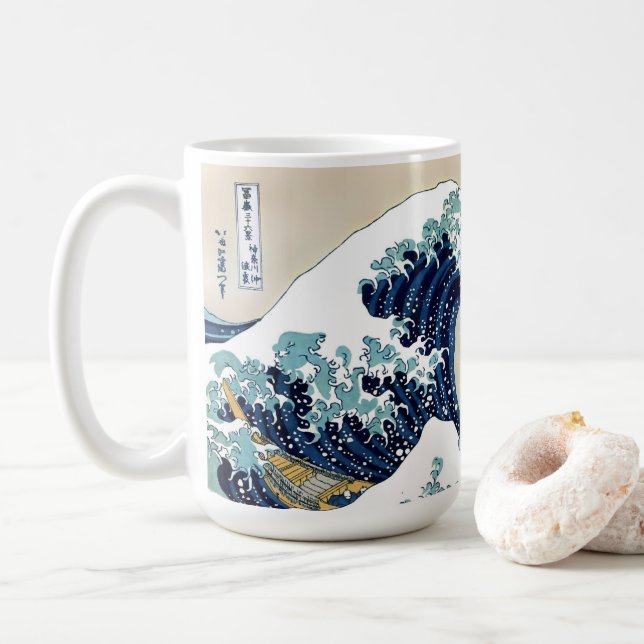 Den återställda underbaren vinkar av Kanagawa vid Kaffemugg (Med munk)