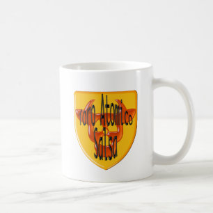 Den atom- tjuren brännmärker salsamuggen kaffemugg