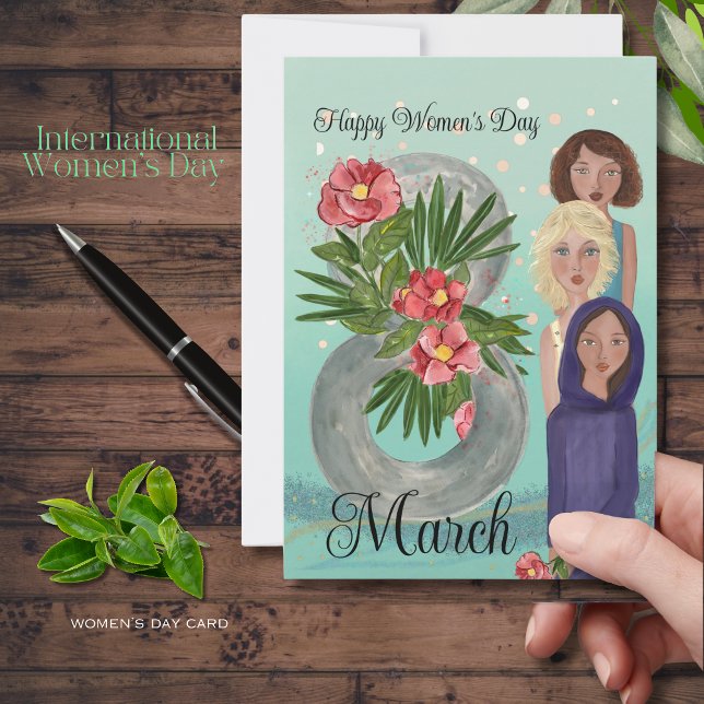 Den åttonde kvinnodagen i Internationell Julkort (March 8th International Women's Day Holiday Card)