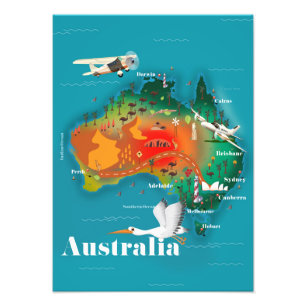 Den Australien kartan reser affischen Fototryck
