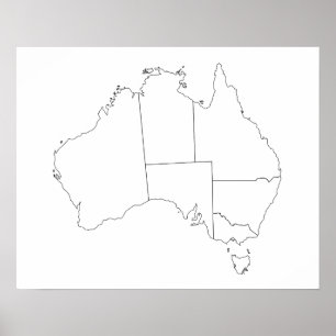 Den Australien kartan skisserar affischen Poster