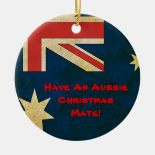 Den australiensiska flagga har en Aussie Julgransprydnad Keramik