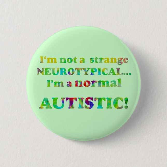 Den Autistic det normala knäppas Knapp (Framsida)