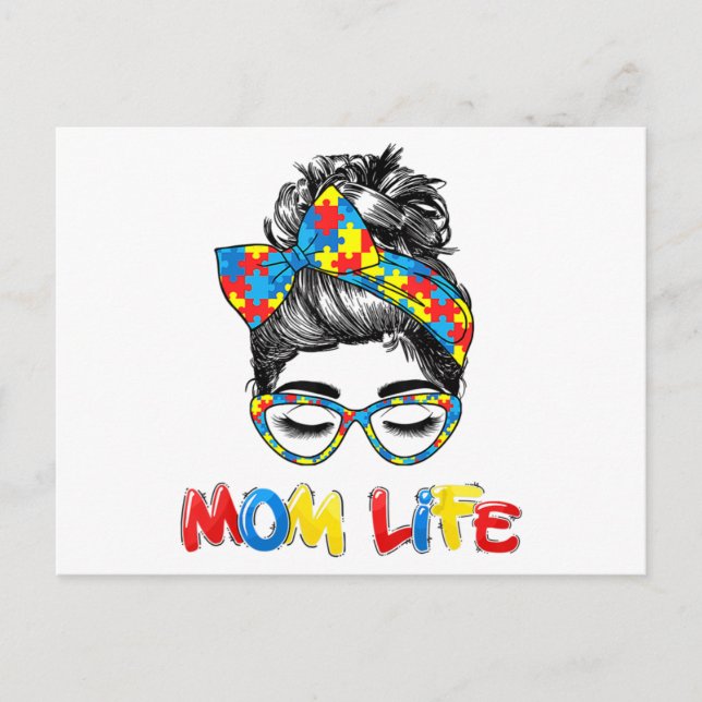 Den autistiska autismmedvetenheten om Mamma-Life S Vykort (Framsida)