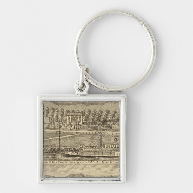 Den avlidne Thompson H Sims Fyrkantig Silverfärgad Nyckelring (Framsidan)