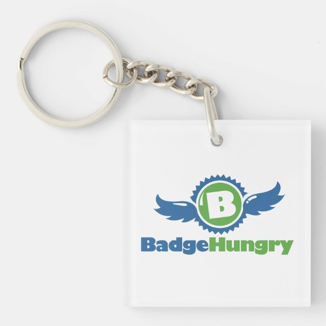 Den BadgeHungry akrylen kvadrerar Keychain (Framsidan)
