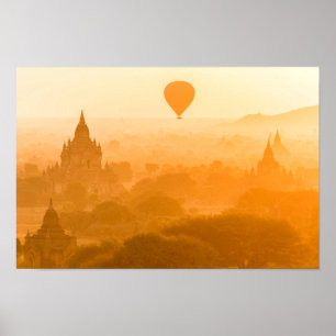 Den Bagan Myanmar ballongen reser Poster
