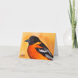 Den Baltimore Oriole fågeln noterar kortet Kort