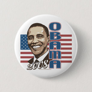 Den Barack 2008 flagga knäppas Knapp