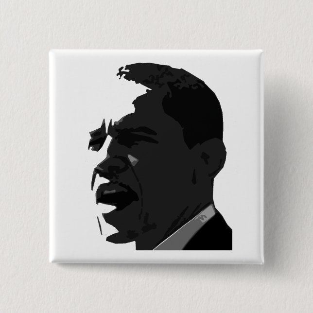 Den Barack Obama svarten på vit kvadrerar knäppas Knapp (Framsida)