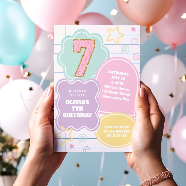 Den bärbara datorn 7:e Birthday Inbjudningar (Skapare uppladdad)