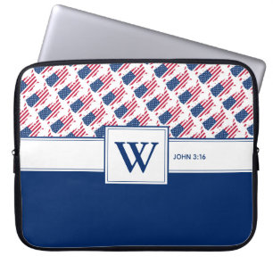 Den bärbara datorn AMERICA Monogram Christian Scri Laptop Fodral