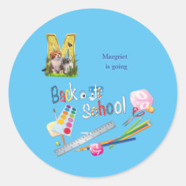 Den bärbara datorn Back to school med Alphabet Cap Runt Klistermärke