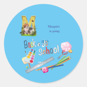 Den bärbara datorn Back to school med Alphabet Cap Runt Klistermärke