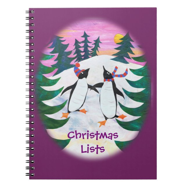 Den bärbara datorn Cute Skating Penguins för att a Anteckningsbok (Framsidan)