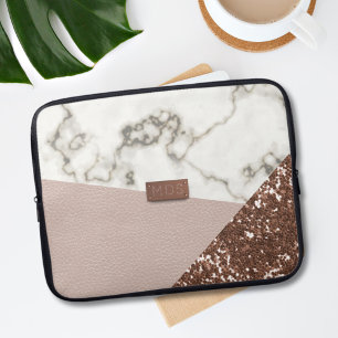 Den bärbara datorn Faux Ro Glitter Guld Marble Fo Laptop Sleeve
