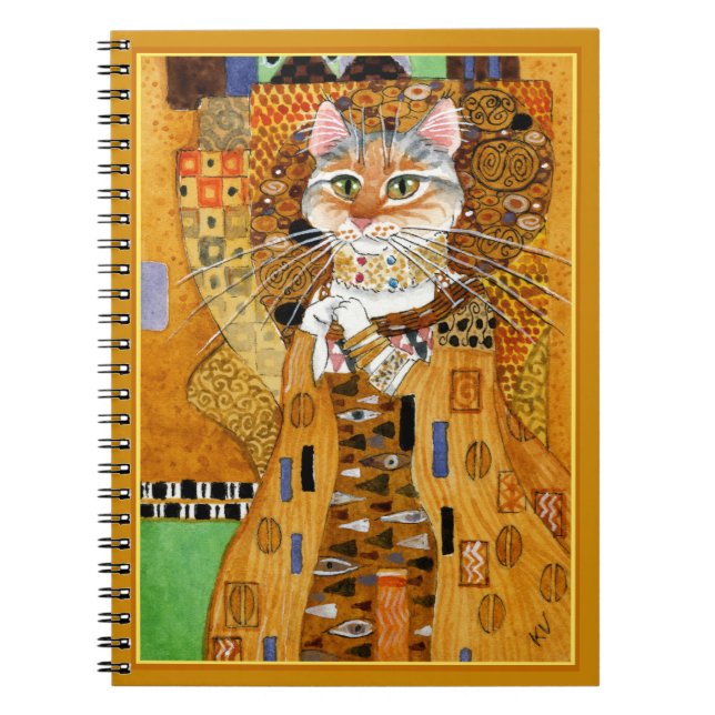 Den bärbara datorn i Cute cat Klimt "Woman in Guld Anteckningsbok (Framsidan)