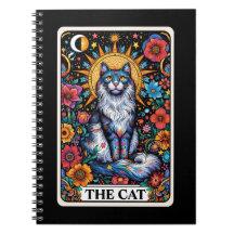 Den bärbara datorn med Cat Spirit Tarot Card