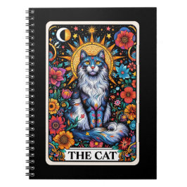Den bärbara datorn med Cat Spirit Tarot Card Anteckningsbok