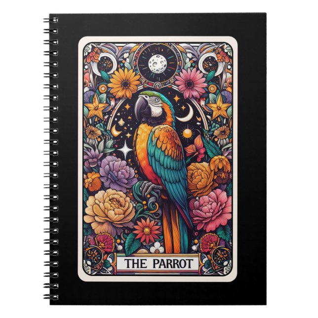 Den bärbara datorn med Parrot Spirit Tarot Card Anteckningsbok (Framsidan)