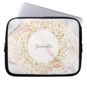 Den bärbara datorn Personlig Guld Marble Glitter, Laptop Fodral