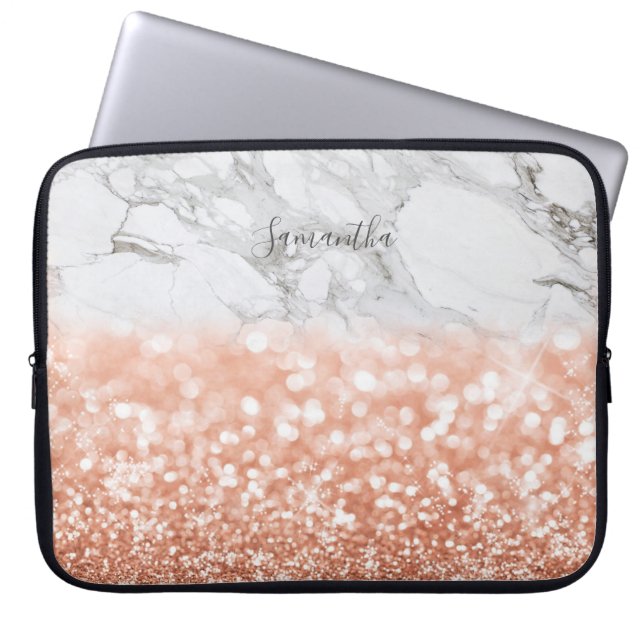 Den bärbara datorn personlig Ro Glitter Marble Fod Laptop Fodral (Framsidan)
