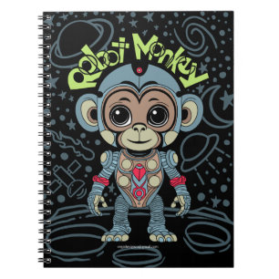 Den bärbara datorn Robot Monkey Spiral Anteckningsbok