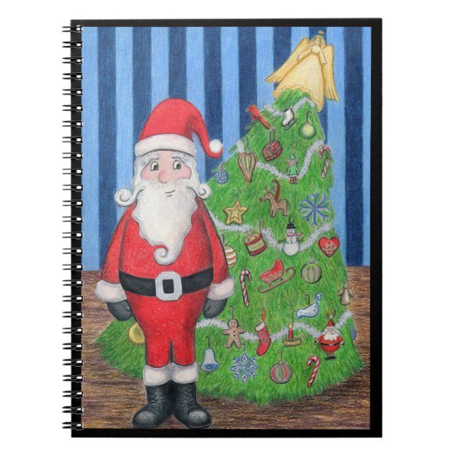 Den bärbara datorn Santa och Julgran Anteckningsbok (Framsidan)