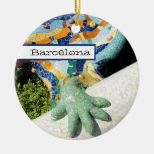 Den Barcelona ödlan räcker mosaik Julgransprydnad Keramik