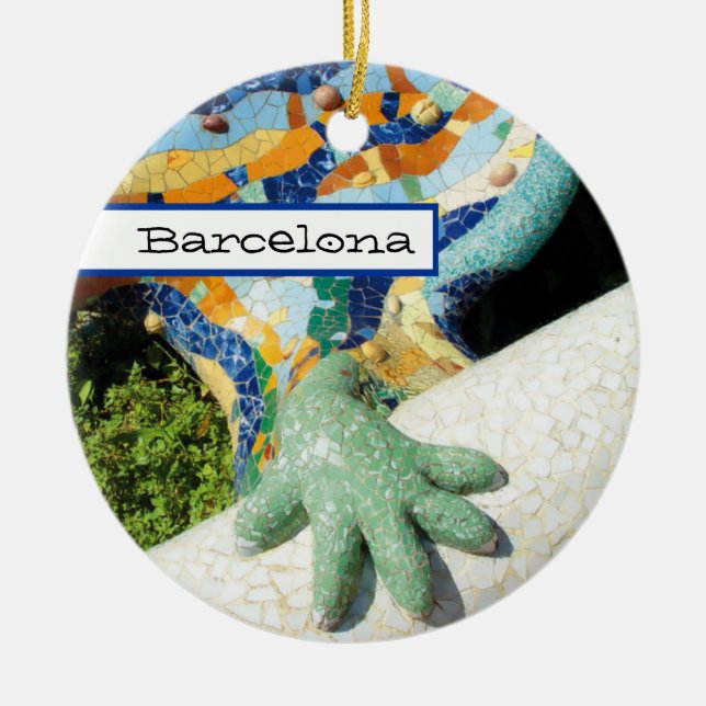 Den Barcelona ödlan räcker mosaik Julgransprydnad Keramik (Framsidan)