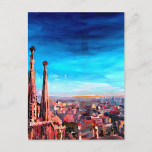 Den Barcelona staden beskådar och Sagrada Familia Vykort