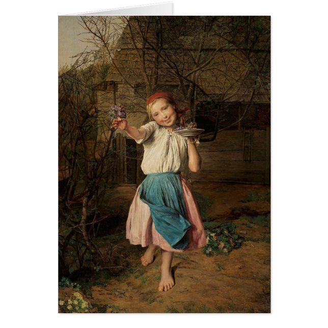 Den barfota violetta säljare hälsningskort (Framsidan)