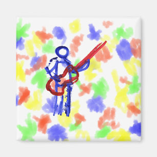Den bas- spelare skisserar den röda figuren och magnet