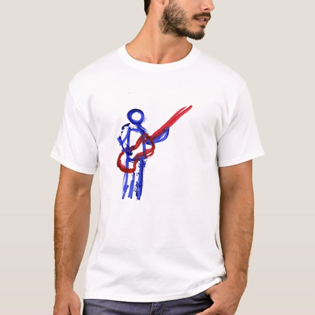Den bas- spelare skisserar den röda figuren och tee shirt (Framsida)