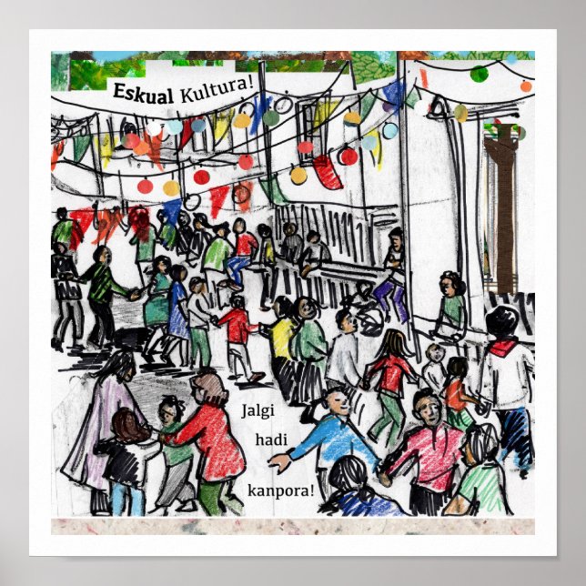 Den baskiska kulturen kommer ut i världen, illus poster (Framsidan)