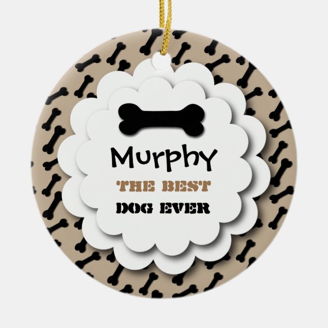 Den bäst gulliga hunden för hunden någonsin benar julgransprydnad keramik (Framsidan)