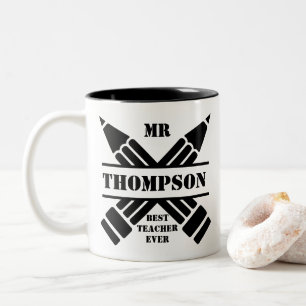 Den bäst lärare ritar någonsin Monogramkaffemug Två-Tonad Mugg